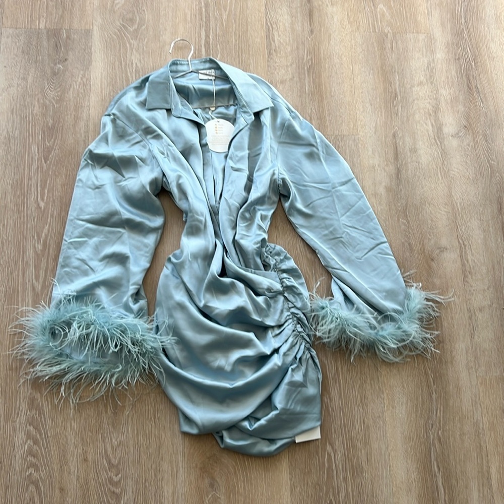 MISS circle Feather Dress NWT, Medium, Blue